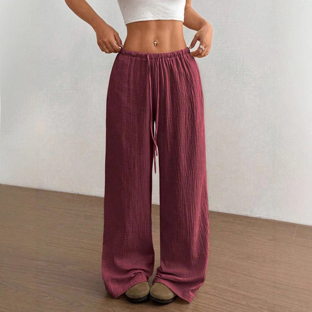 All-matching Lace-up Waist Trimming Fashion Casual Women's Trousers
