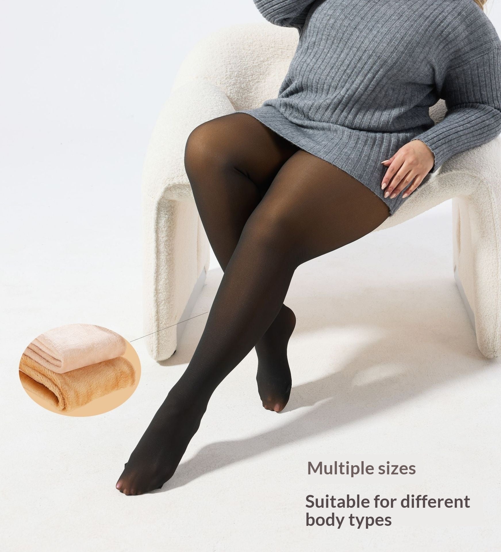 Leggings negros transparentes con forro polar de talla grande