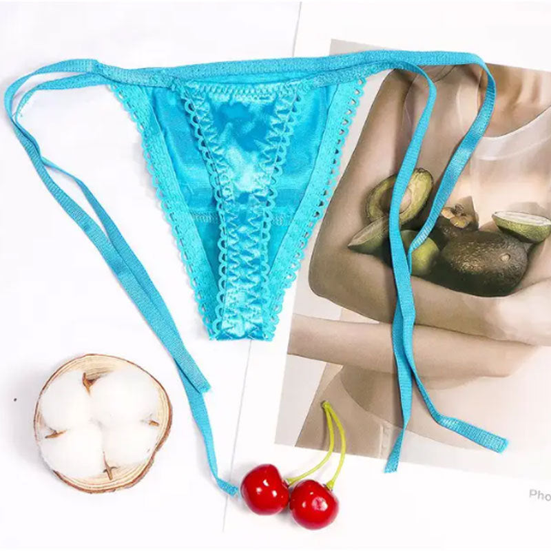 Women's Transparent Low Waisted Lace Up Thong