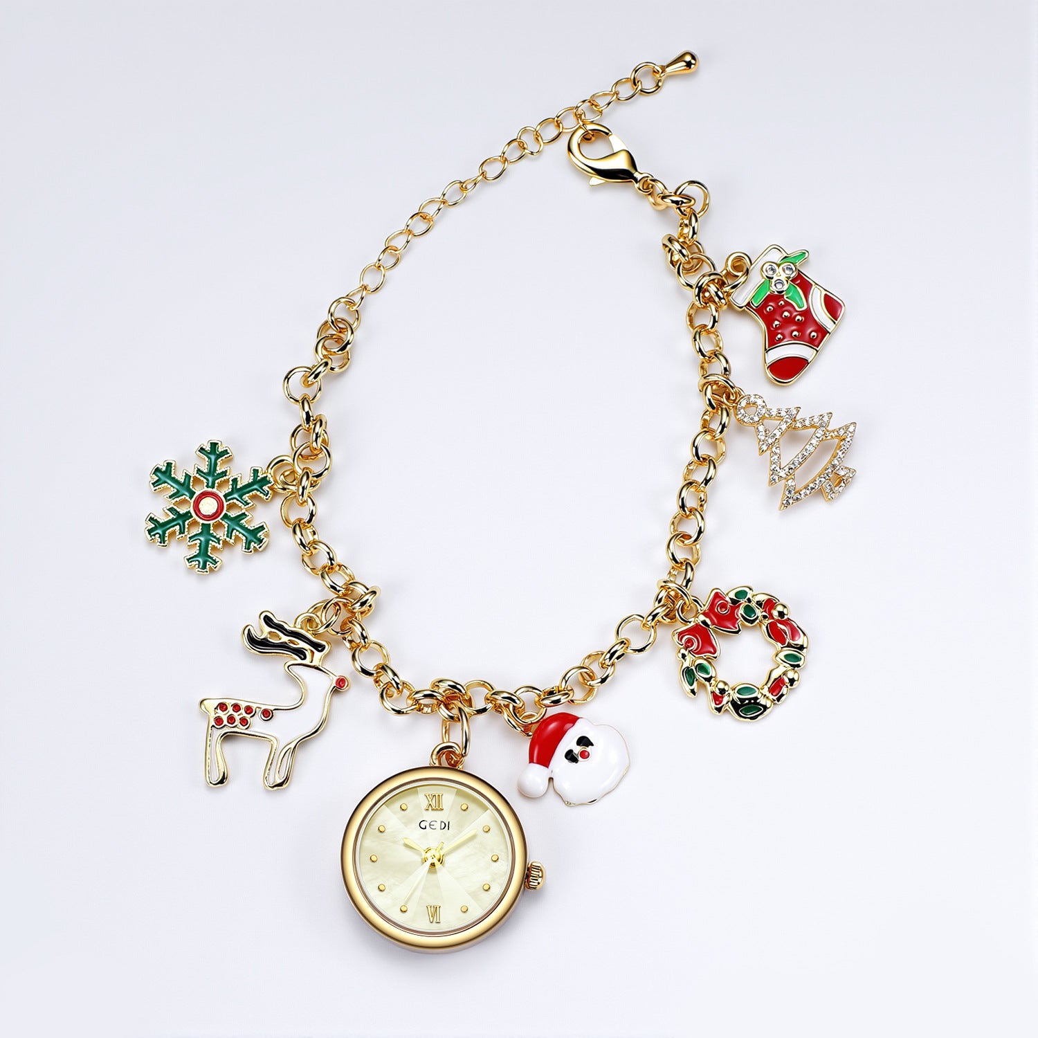 Reloj de cuarzo con pulsera navideña para mujer