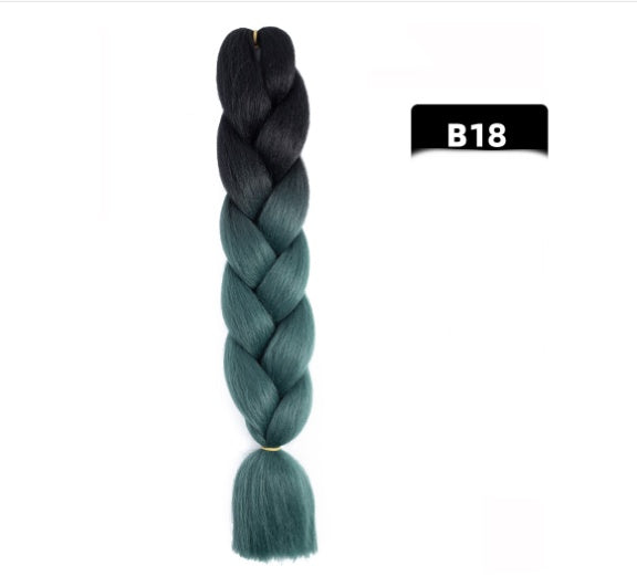 Peluca de seda africana de alta temperatura con fibra química y trenza grande en color degradado