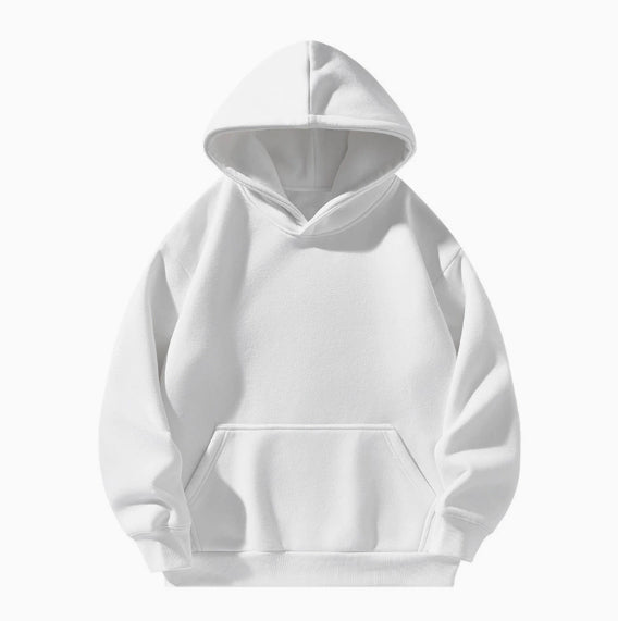 Sudadera con capucha unisex de color liso con forro polar grueso y sencillo