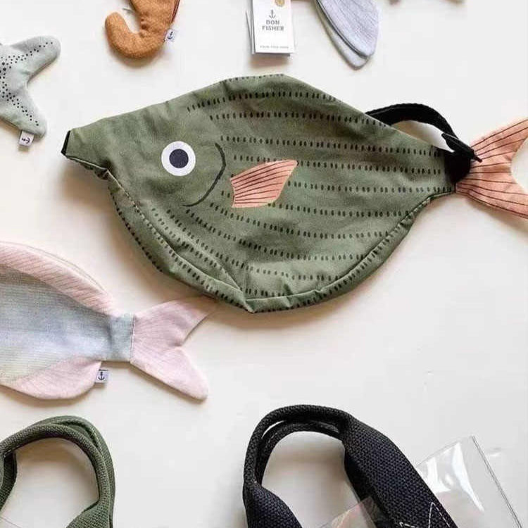 Bolso bandolera infantil estilo pez verde para padres e hijos