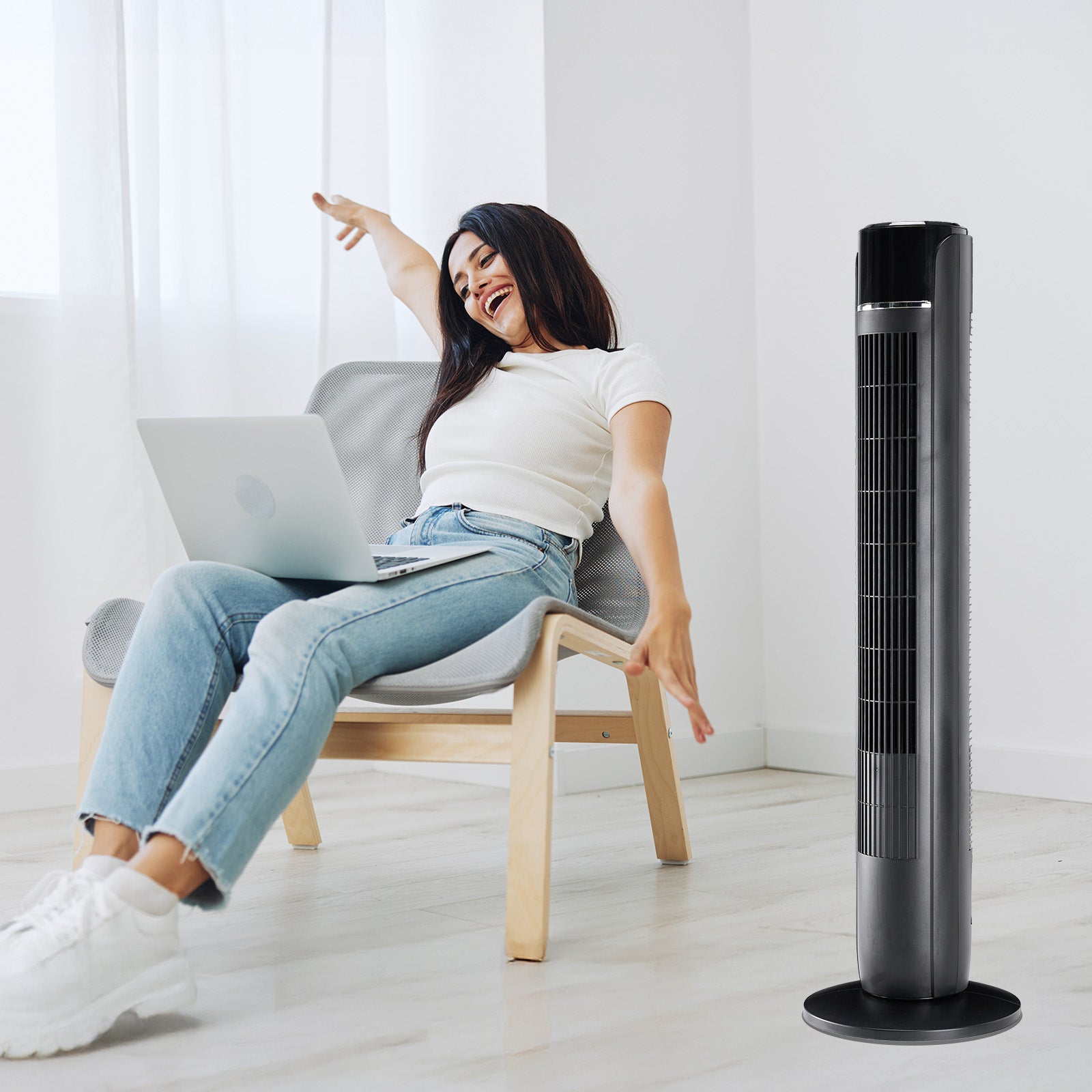 Standing Cooling Fan Women Casual Fashion Everyday Streetwear