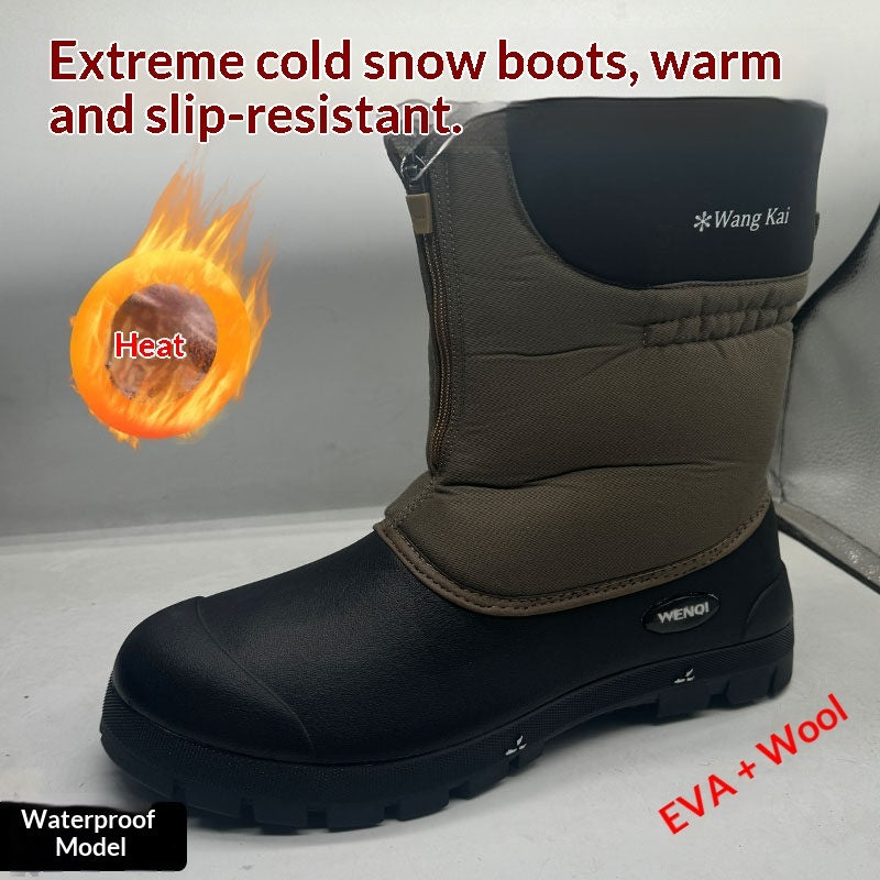 Botas de nieve de lana para exteriores, botas de trabajo con aislamiento para clima frío