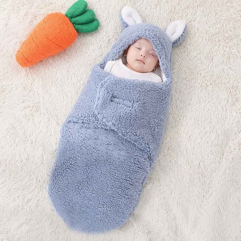 Saco de dormir supersuave para bebé, manta de forro polar esponjoso para recién nacidos, manta envolvente unisex para bebés recién nacidos, niños y niñas, con protección y soporte para la cabeza, saco de dormir portátil.