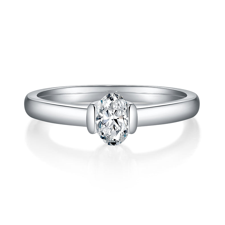 Egg-shaped Moissanite Set With Top-quality Moissanite Luxury, Fashionable And Light Luxury Jewelry Silver Ring S925 Silver Plated With Platinum