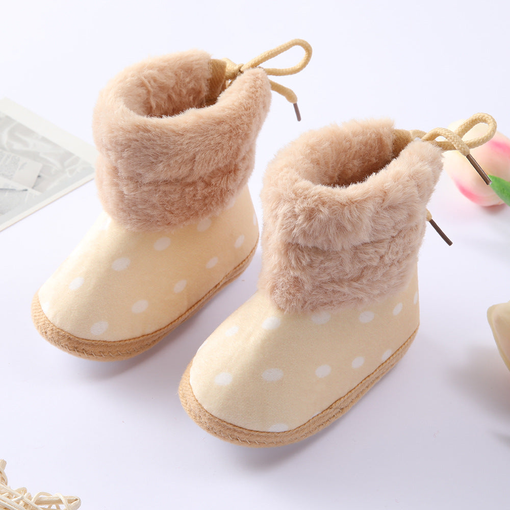 Botas de piel con lunares y zapatos para bebé recién nacido