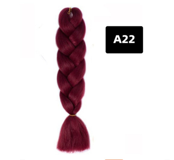 Peluca de seda africana de alta temperatura con fibra química y trenza grande en color degradado