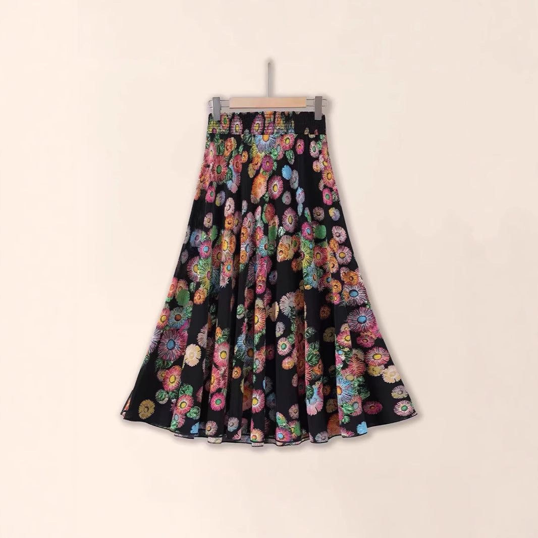 Vestido midi floral plisado adelgazante