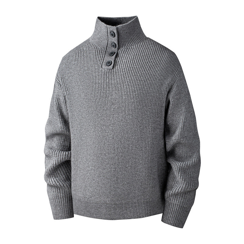 Men's Turtleneck Loose Solid-Color Knitted Pullover Bottoming Sweater