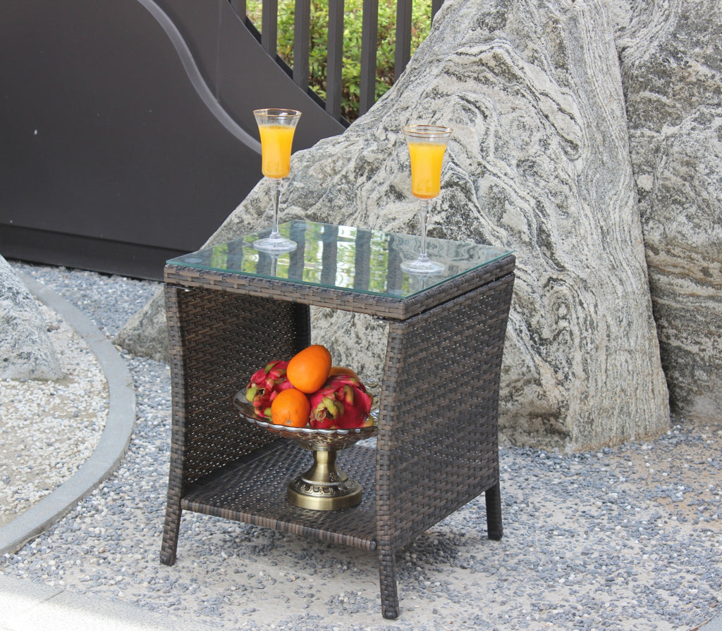 Outdoor Patio Furniture 1 Coffee Table With Clear Tempered Glass