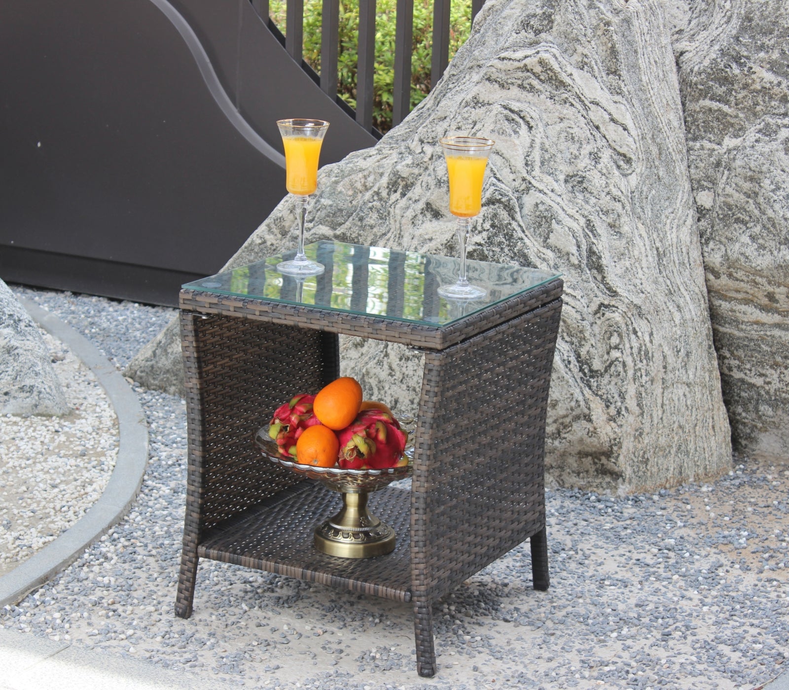 Outdoor Patio Furniture 1 Coffee Table With Clear Tempered Glass