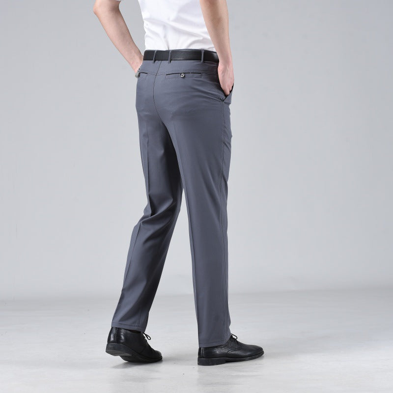 Pantalones casuales de color liso y pierna recta para hombre