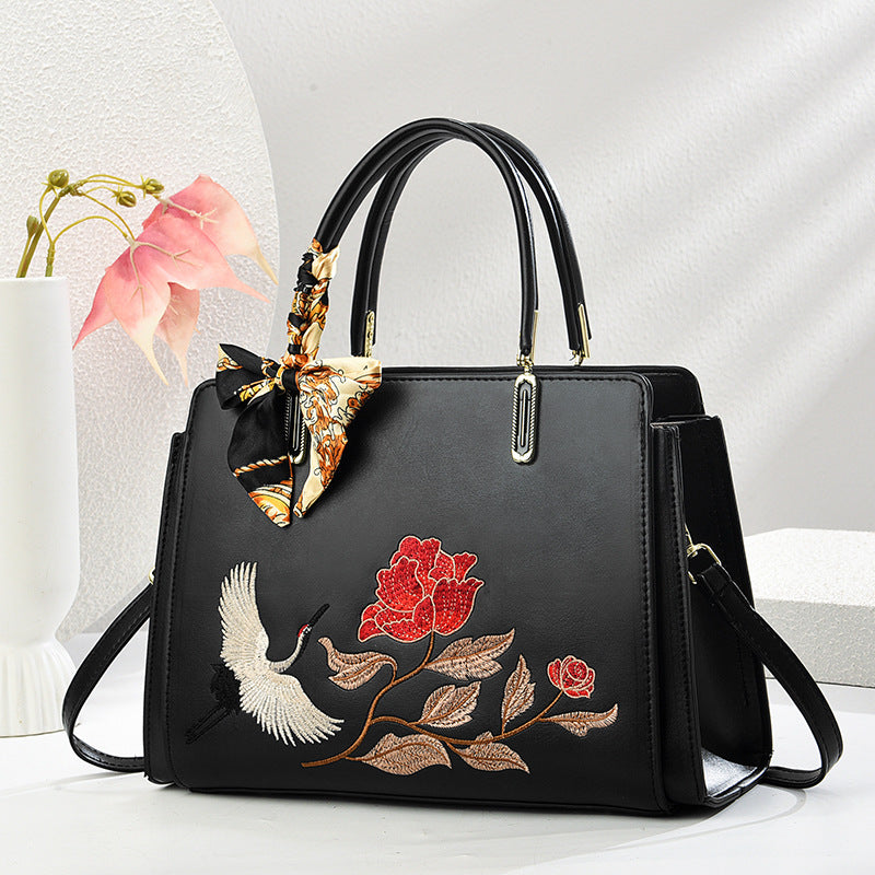 Bolso bandolera para mujer, nuevo, estilo chino, con bordado de grullas y estilo nacional.