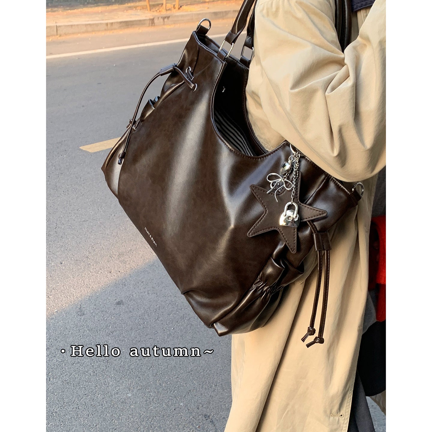 Bolso de mano estilo motero vintage de gran capacidad para mujer