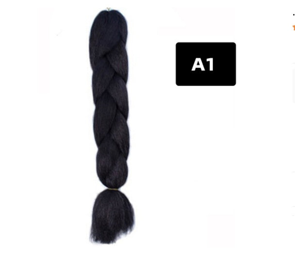 Peluca de seda africana de alta temperatura con fibra química y trenza grande en color degradado