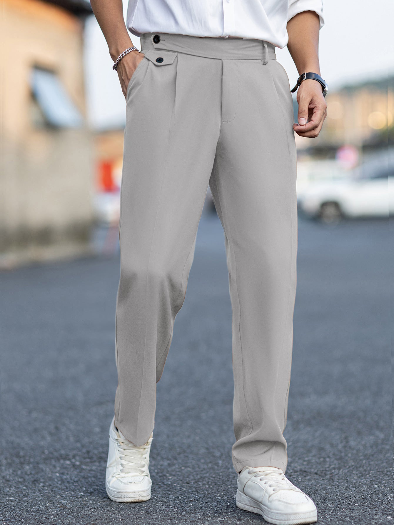 Pantalones rectos casuales, versátiles y elegantes para hombre