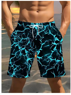 Mens Fashionable Casual Lightning-Print Shorts