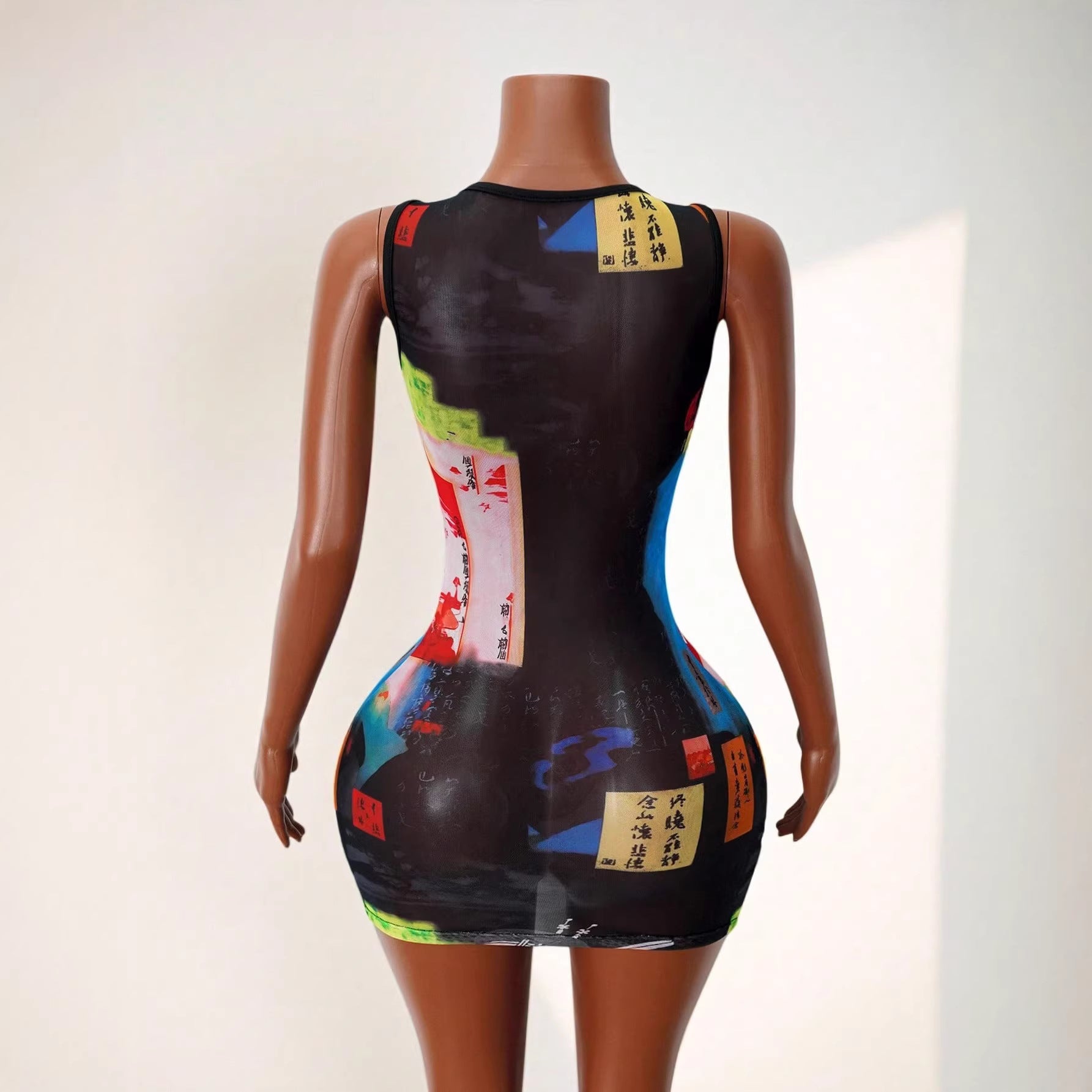 Vestido tipo camiseta sin mangas con cuello redondo, ligero y de malla transpirable