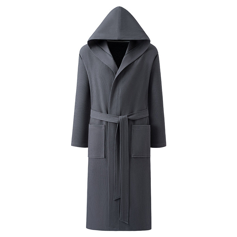 Albornoz con capucha de algodón puro para hombre