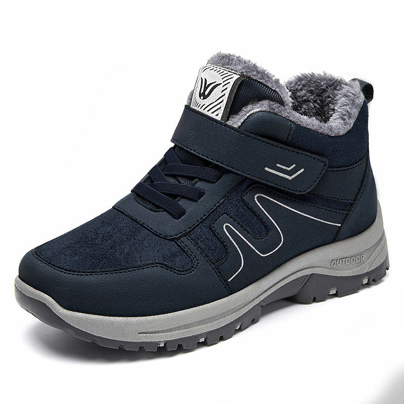 Botas de nieve de algodón para mujer con velcro para invierno en terrenos nevados.