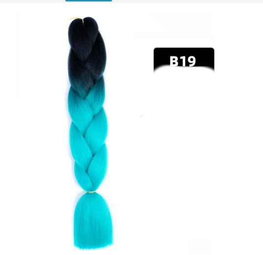 Peluca de seda africana de alta temperatura con fibra química y trenza grande en color degradado