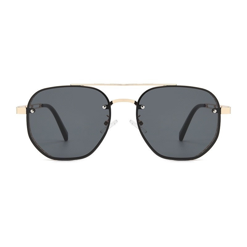Retro Double-bridge Hollow-out Metal Sunglasses With A Premium, High-end Look