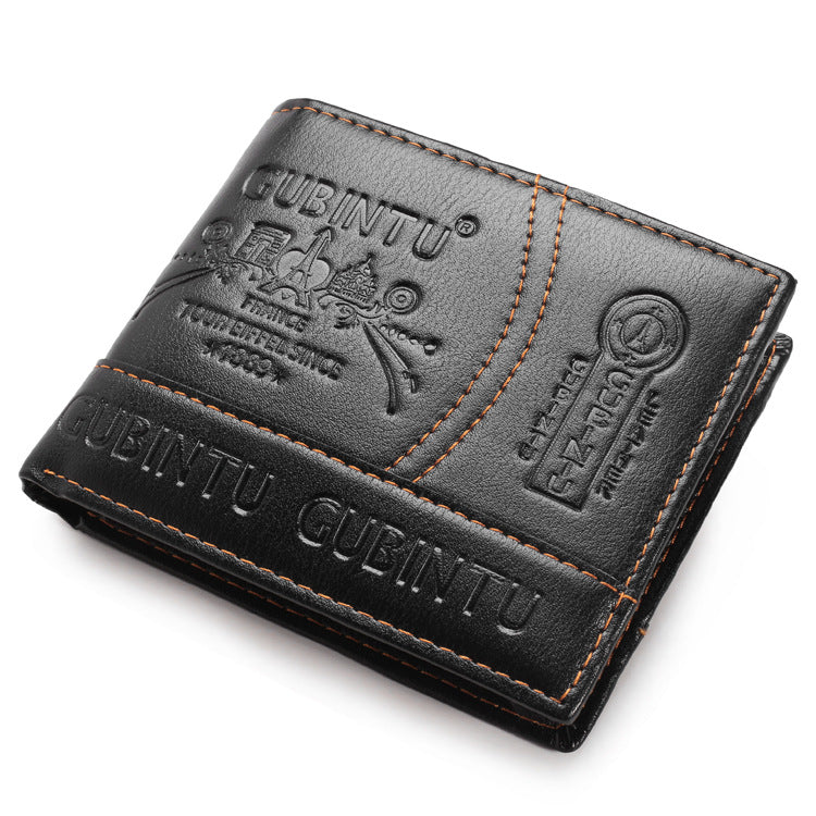 Cartera de cuero corta y sencilla para hombre