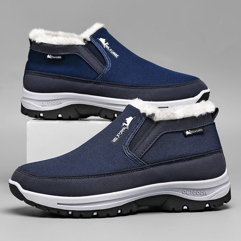 Botas de nieve para hombre con suela antideslizante y forro polar, de algodón grueso y cálido.