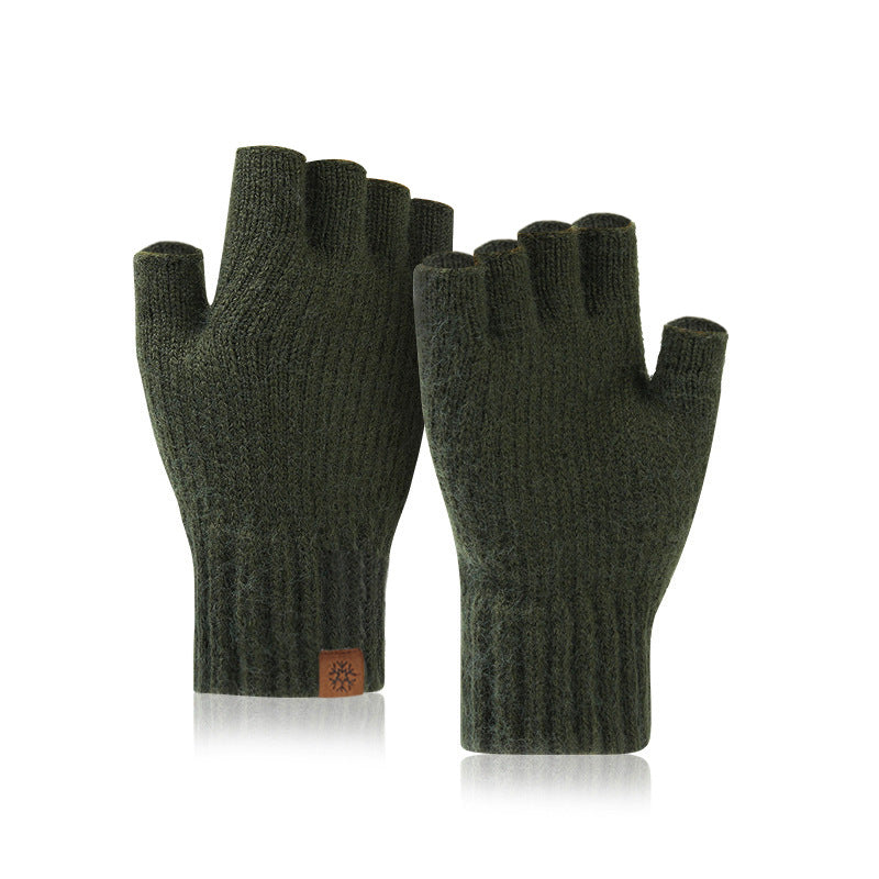 Guantes térmicos de medio dedo con forro polar para exteriores para hombre