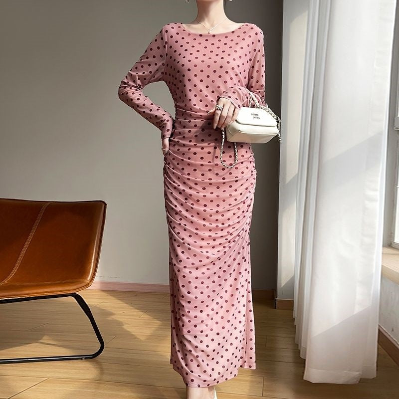 Vestido estampado de manga larga para mujer