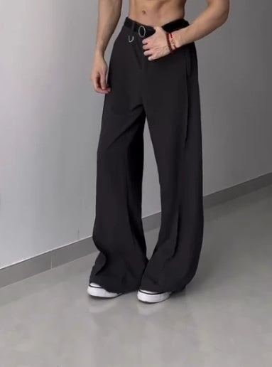 Pantalones anchos ajustados de moda para hombre