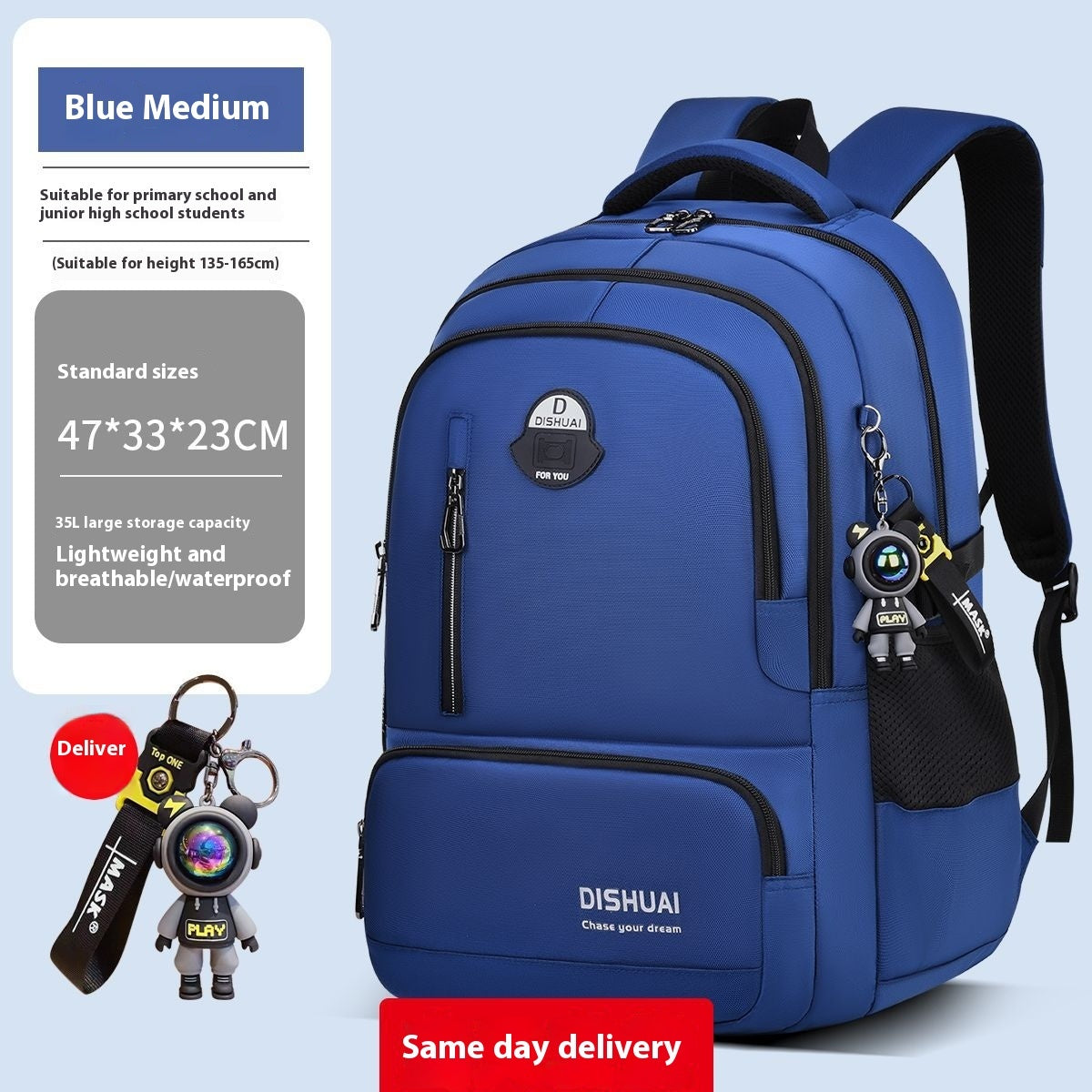 Mochila para niños de gran capacidad y ligera.