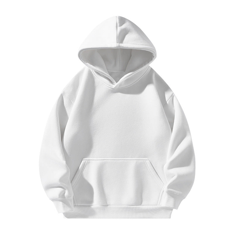 Sudadera con capucha unisex de color liso con forro polar grueso y sencillo