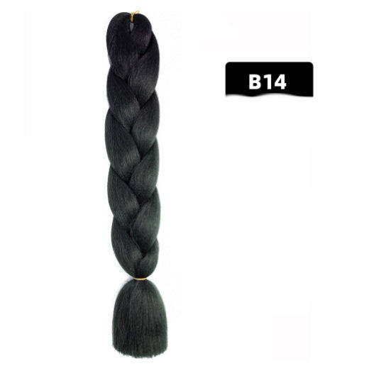 Peluca de seda africana de alta temperatura con fibra química y trenza grande en color degradado