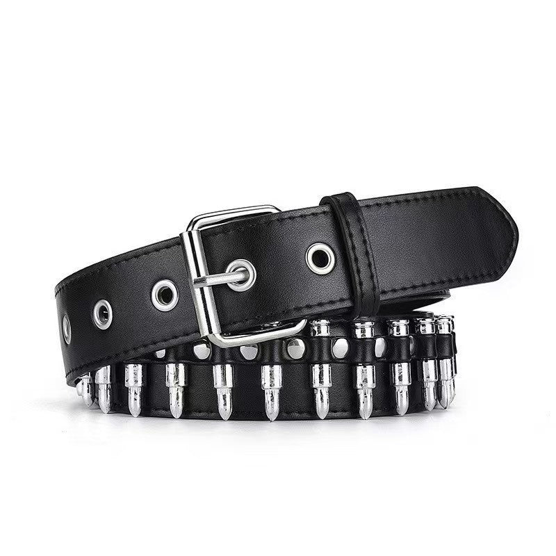 Men's And Women's Gothic-style Three-row Studded Belt