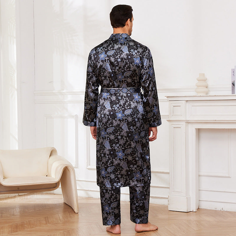 Pijama fino de manga larga para hombre de otoño