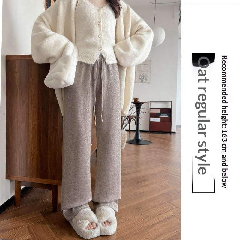 New Relaxed-fit Figure-flattering Straight-leg Casual Lounge-style High-waist Slim Wide-leg Pants