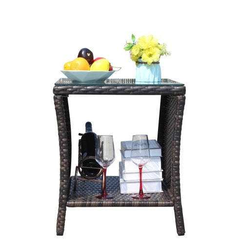 Outdoor Patio Furniture 1 Coffee Table With Clear Tempered Glass