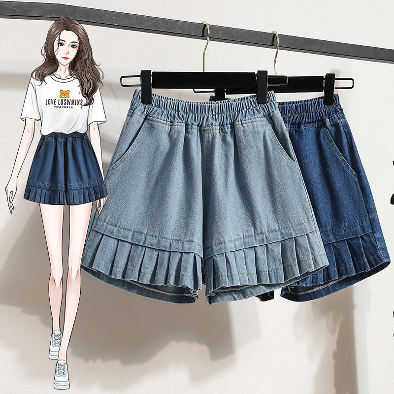 All-matching Casual Wide-leg Half Pants Female Plus Size