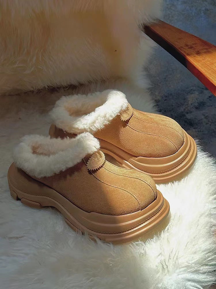 Botas de nieve con plataforma integrada de piel para mujer