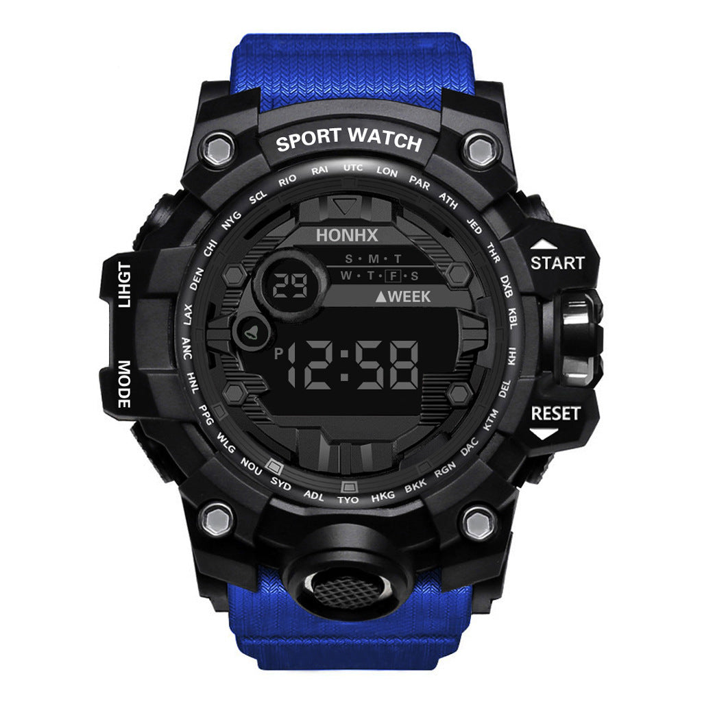 Reloj electrónico luminoso multifuncional deportivo impermeable para hombre