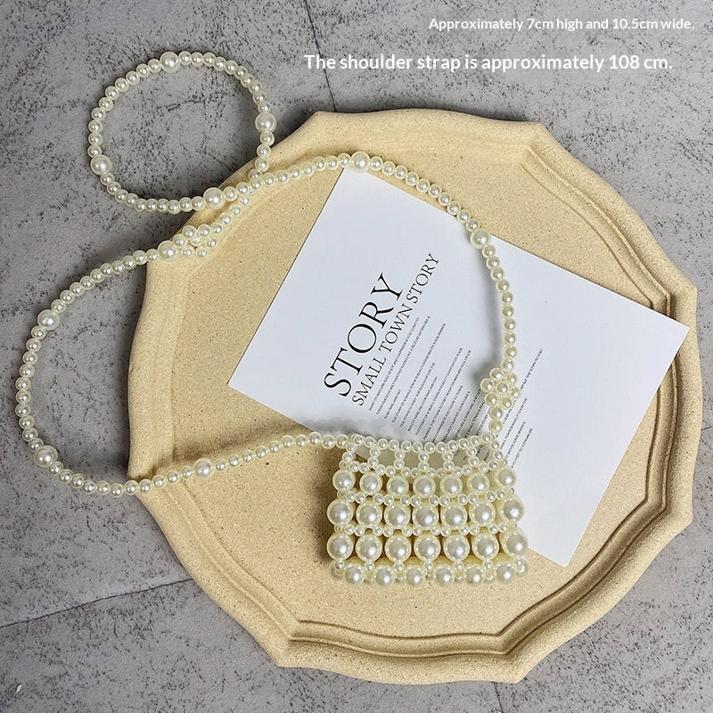 Bolso bandolera de verano versátil, mini, retro, tejido a mano con perlas