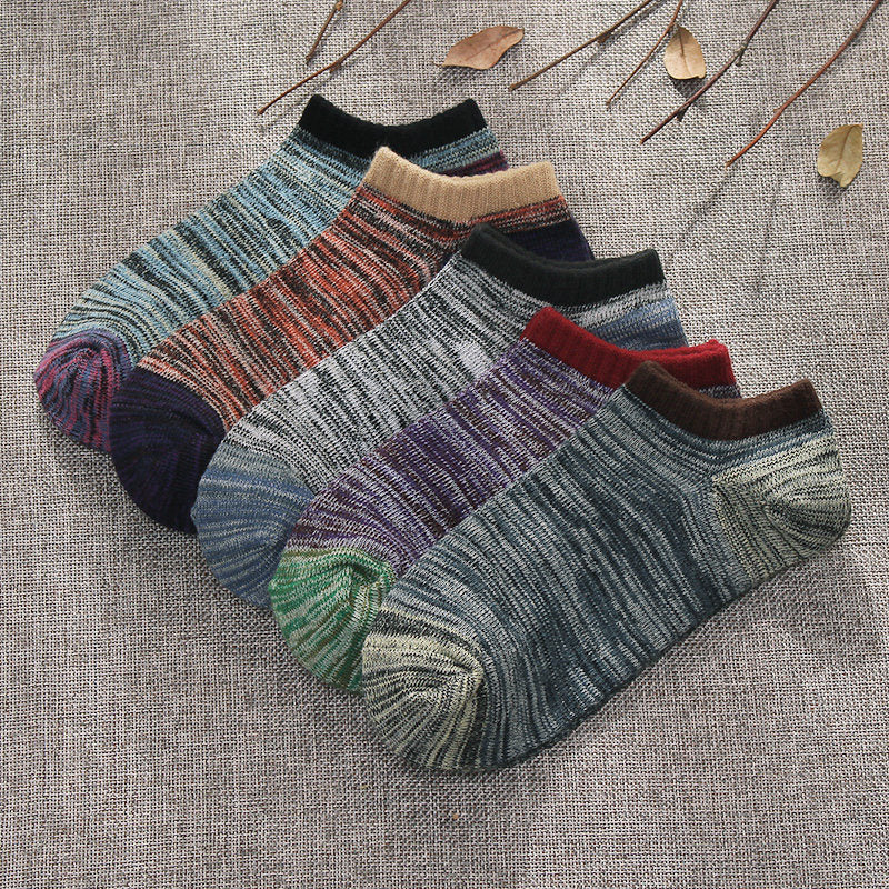 Calcetines tobilleros de corte bajo, transpirables, de algodón, de color liso, de verano, de negocios, modernos, absorbentes del sudor y de corte bajo.