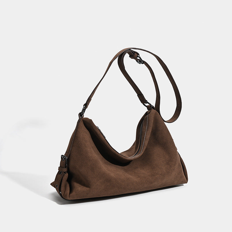 Bolso tote vintage de ante de gran capacidad