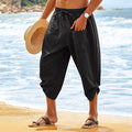 Pantalones cortos de playa de lino de verano para hombre