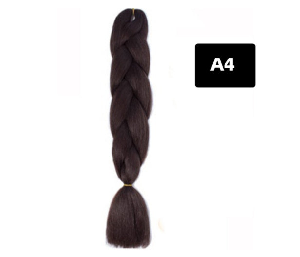 Peluca de seda africana de alta temperatura con fibra química y trenza grande en color degradado
