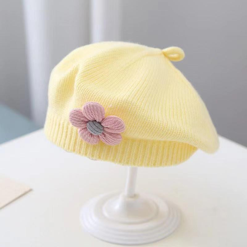 Gorro de niña Boina de punto de lana para bebé