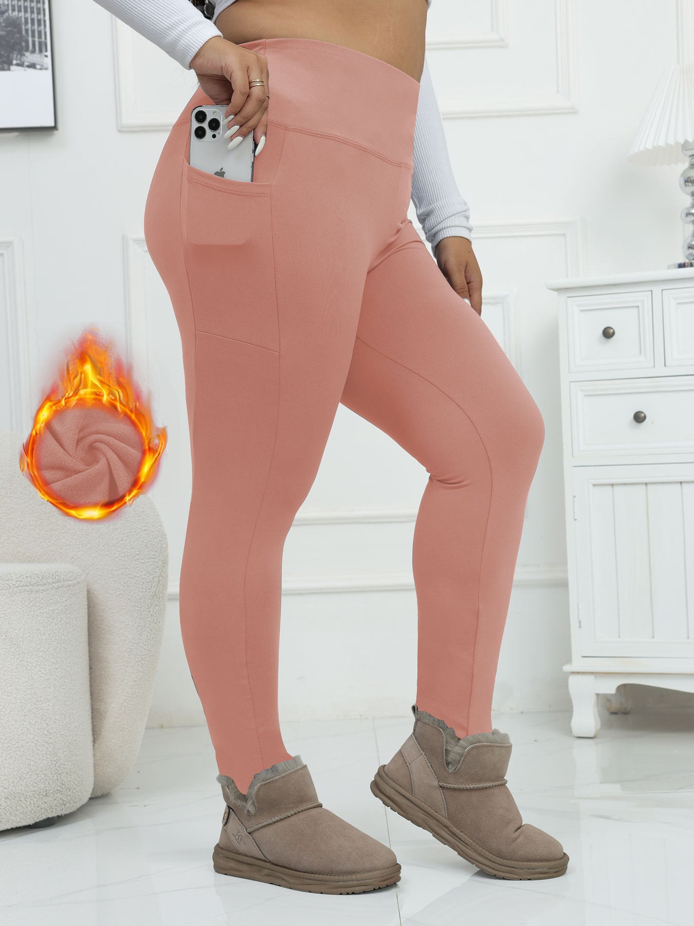 Autumn/Winter Fleece-Lined Yoga Pants For Women, High-Waisted, Cropped Style